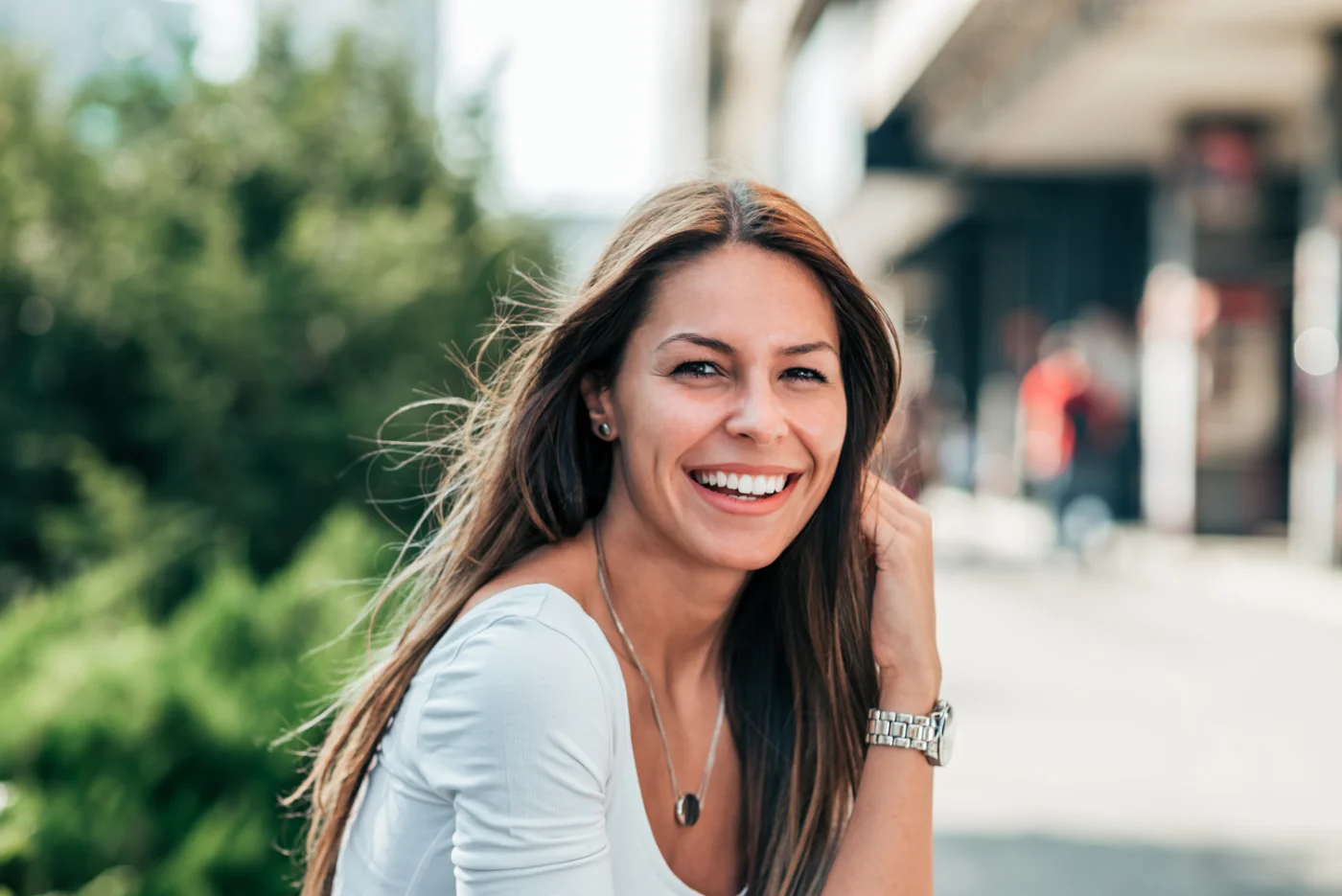 smiling brunette